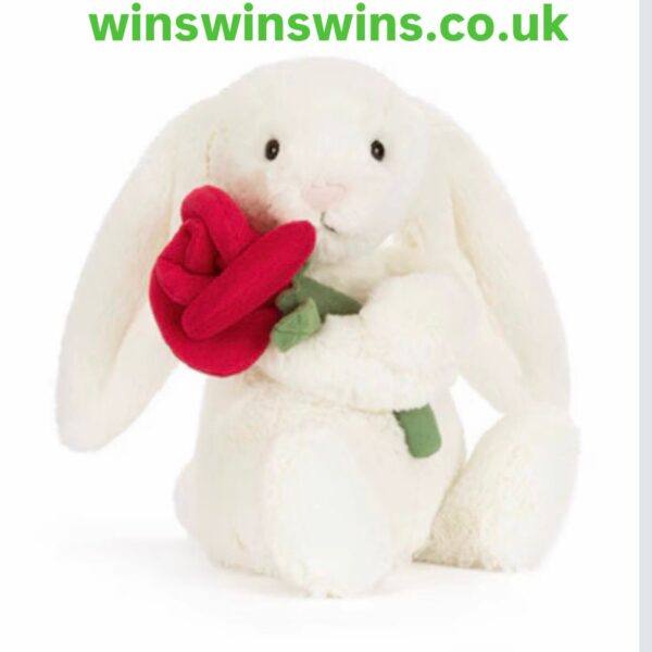 🐰✨ JELLYCAT – Cream Bunny with Rose 🌹
