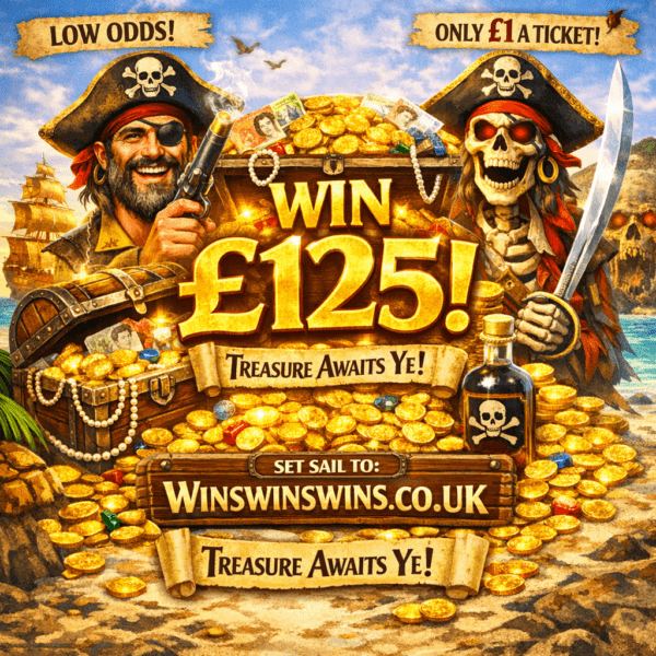 £125 CASH UP FOR GRABS! Tickets - £1 LOW ODDS 