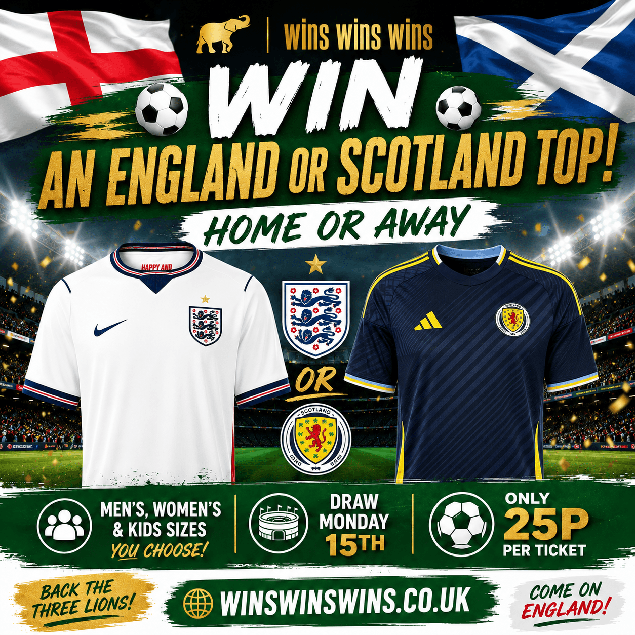 WIN an England or Scotland Top – Home or Away!