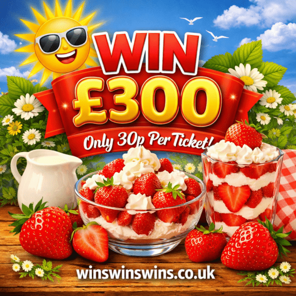 🍓 Win £300 cash — only 30p per ticket!
